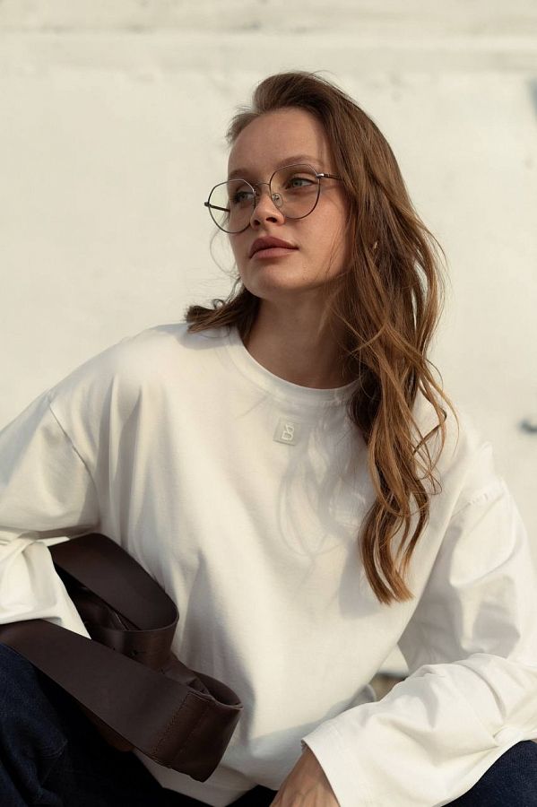 Longsleeve biały oversize 1546/48 #RU#  1546/48 № 1