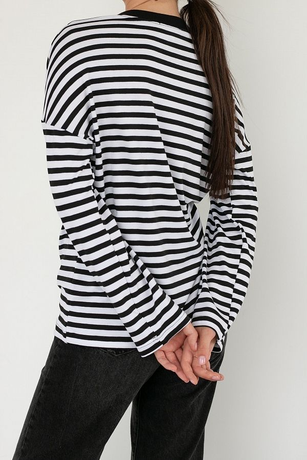 Longsleeve w czarne paski (czarny kołnierz) KS0123 #RU# Długi rękaw w kolorze czarnym w paski KS0123 № 6