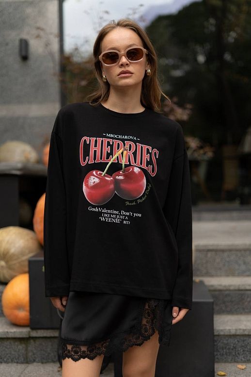 Longsleeve Cherry czarny