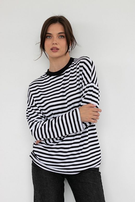 Longsleeve w czarne paski (czarny kołnierz) - №2