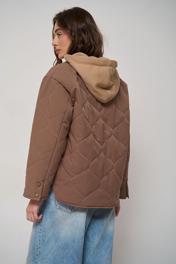 Kurtka z dzianinowym kapturem brązowa KR9901 #RU#  KR9901 № 4
