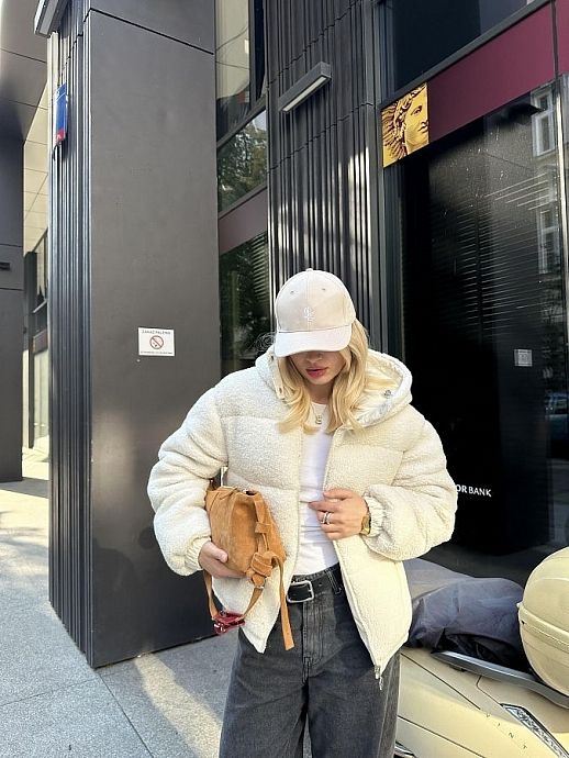 Kurtka Teddy mleczna