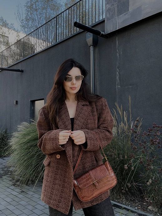 Tweedowa marynarka brązowa