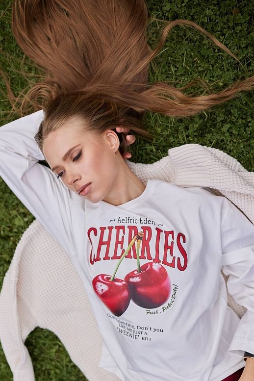 Longsleeve Cherry biały