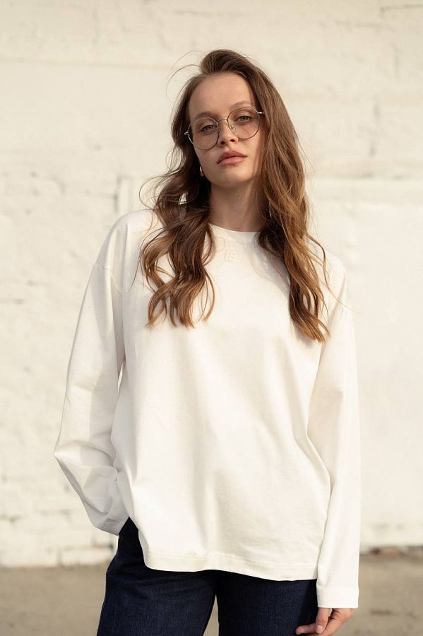 Longsleeve biały oversize 1546/48 #RU#  1546/48 № 3