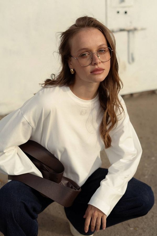 Longsleeve biały oversize 1546/48 #RU#  1546/48 № 2